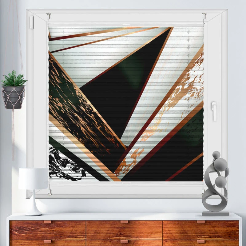 Foto Wabenplissee "Marmor Geometrie Schwarz Gold"