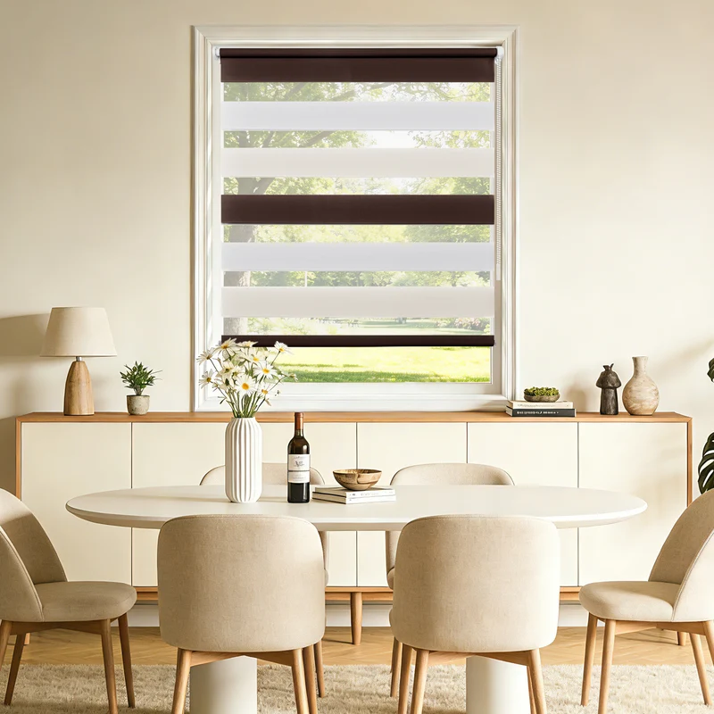 Doppelrollo Klemmfix ohne Bohren –Weiß/Beige/Braun